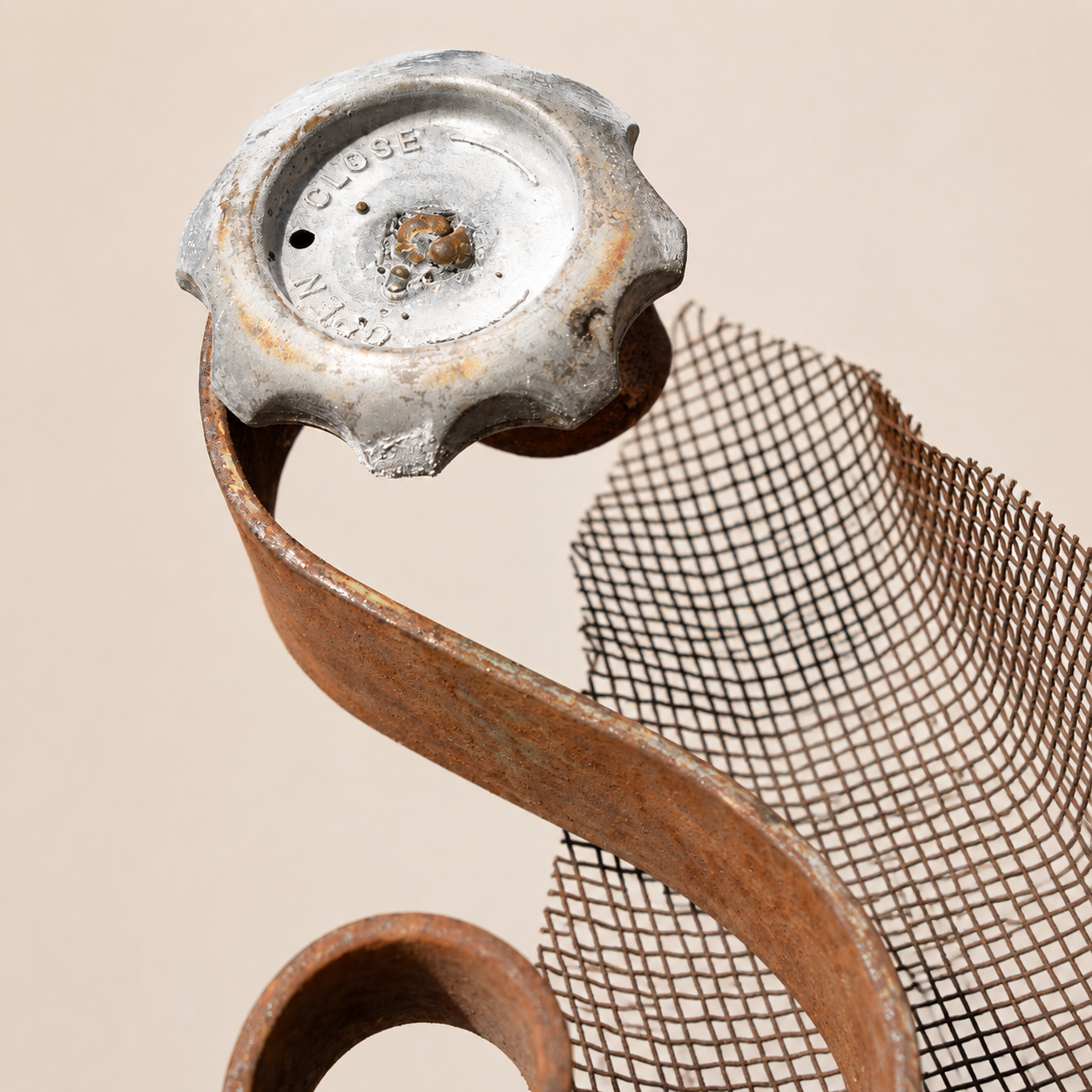 Serpentine Mesh Bloom – Reclaimed Metal Sculpture