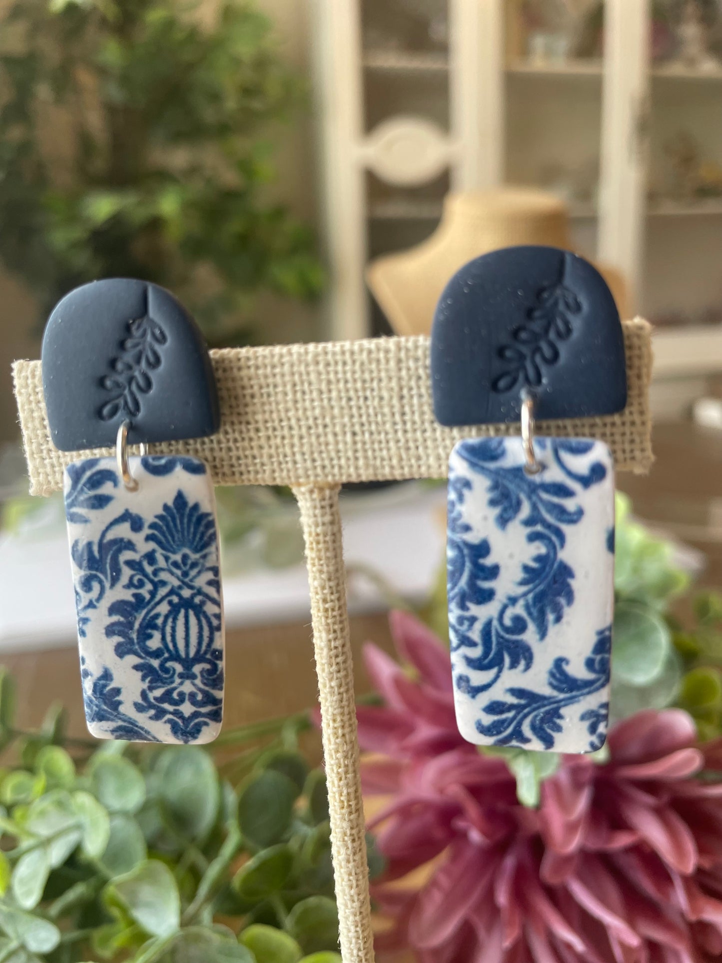 Blue Chinoiserie Earrings - Mimi Co Handmade Jewelry