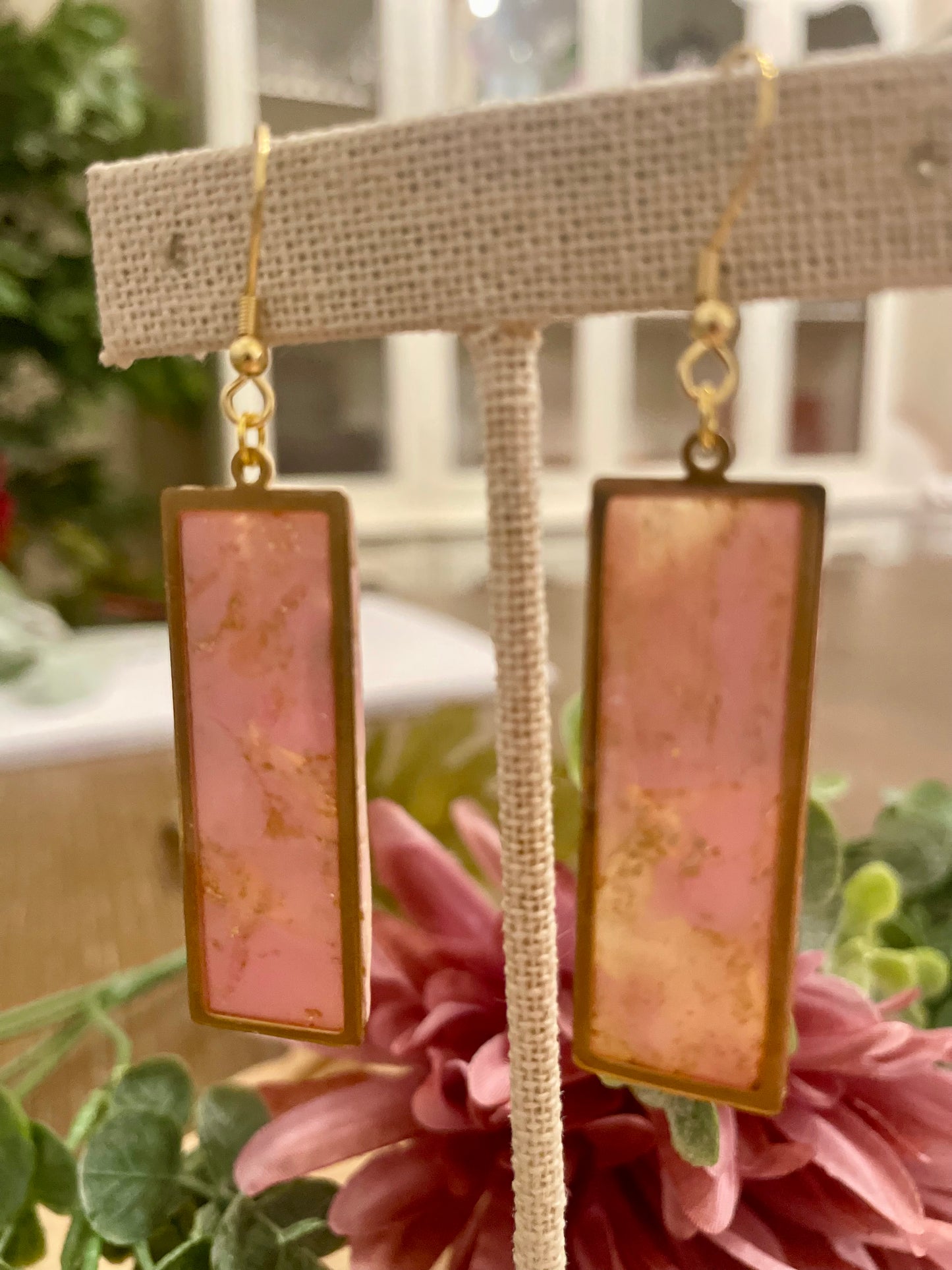 Pink Faux Stone Earrings - Mimi Co Handmade
