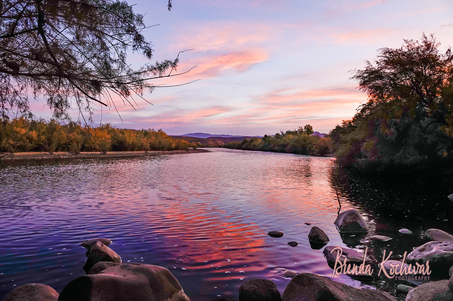 Coon Bluff Sunrise Matted Print 7”x5”