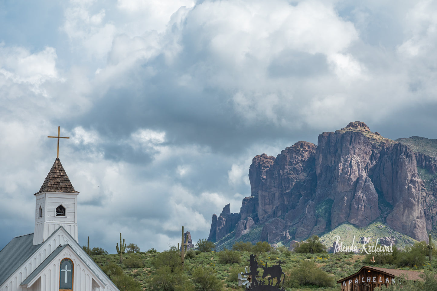Elvis Chapel & Superstition Mountain Matted Print 7” x 5”
