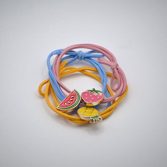 Fruity Soft Bow Hair Ties (Set of 3 pcs)