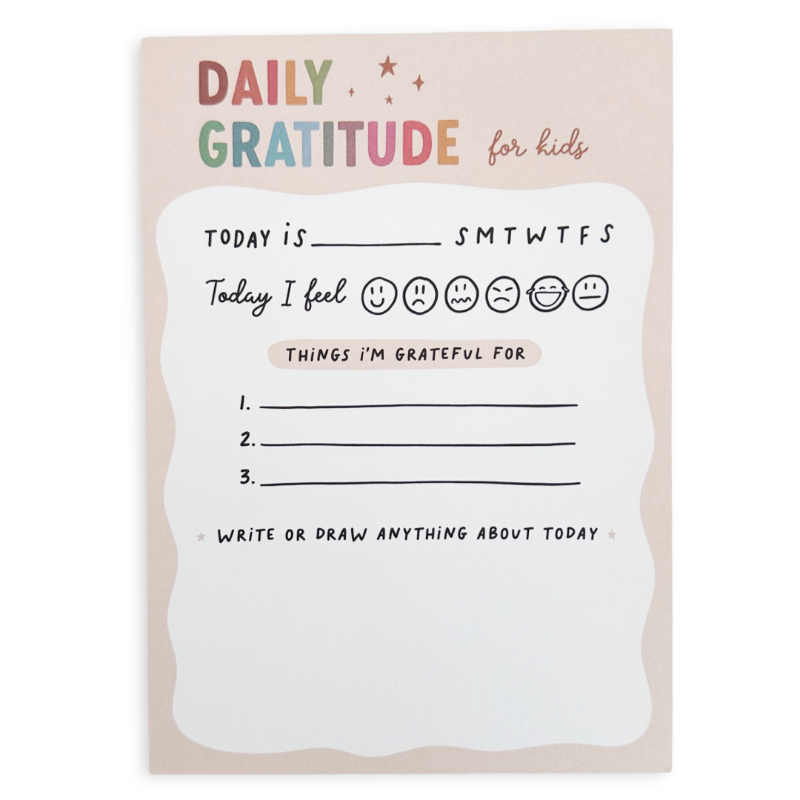 Daily Gratitude for kids worksheet with a beige border