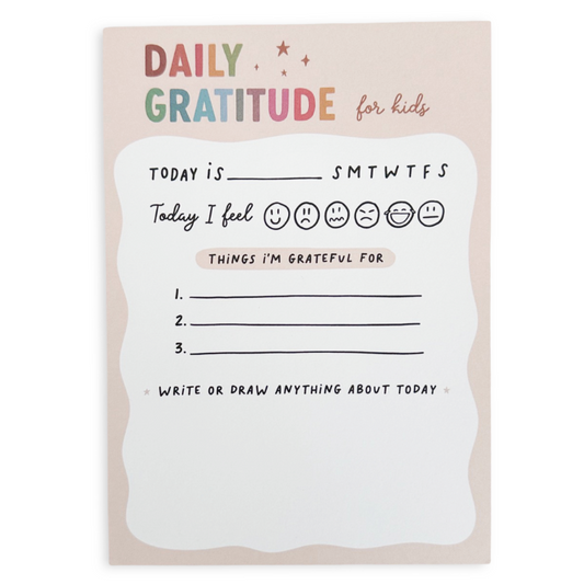 Daily Gratitude for kids worksheet with a beige border