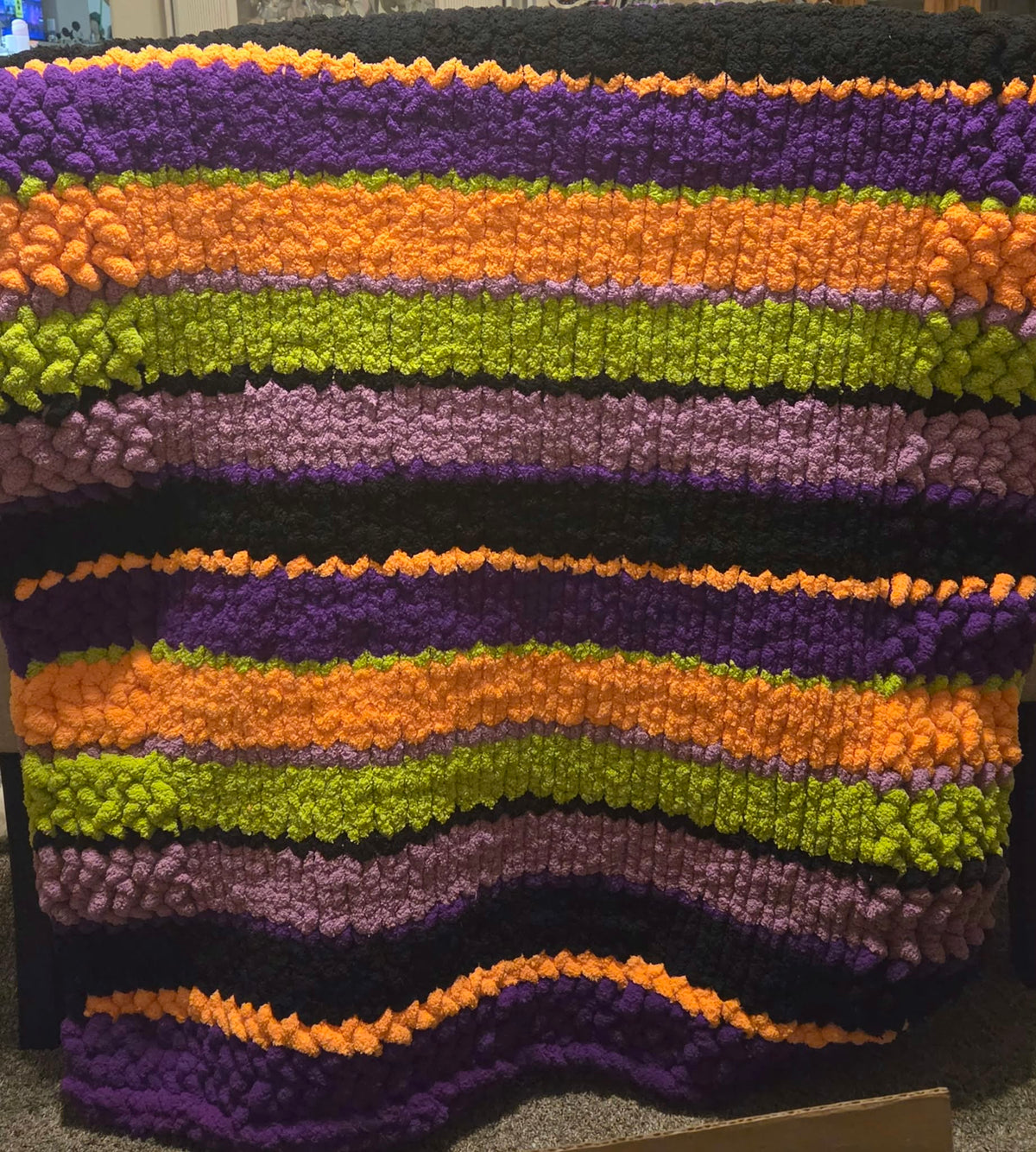 Halloween-Inspired Chunky Hand-Knit Blanket - We Customize Crafts