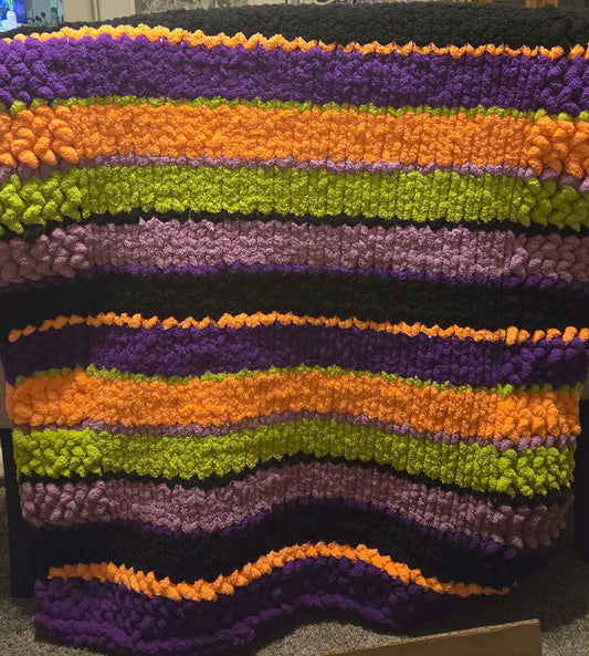 Halloween-Inspired Chunky Hand-Knit Blanket - We Customize Crafts