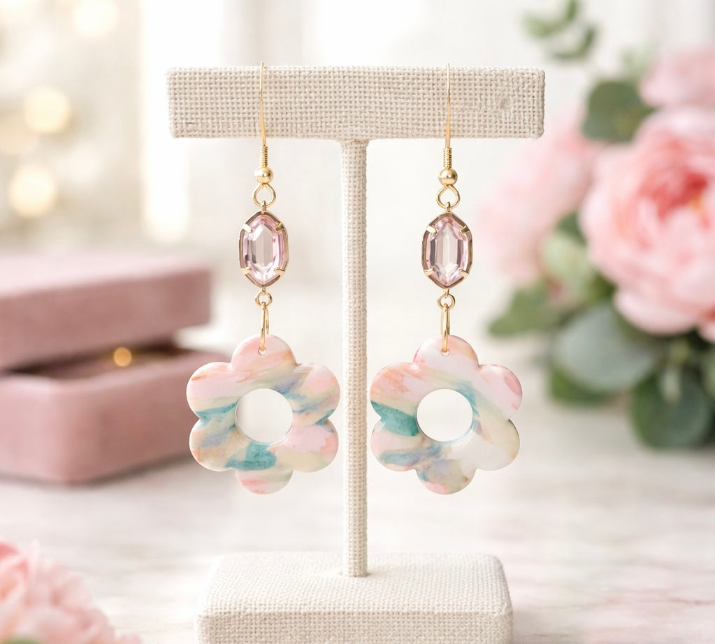 Spring Marbled Polymer Clay Earrings - Mimi Co Handmade Jewelry