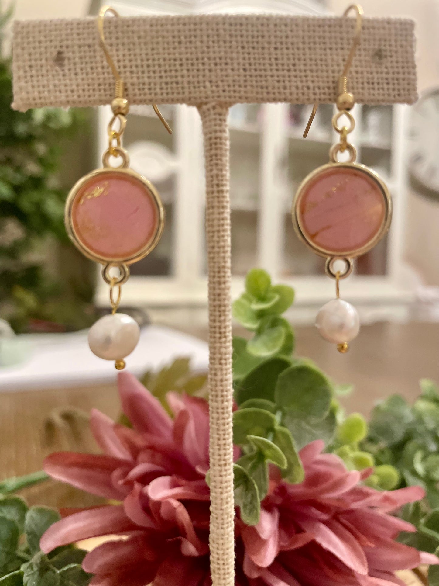 Pink Faux Stone Earrings - Mimi Co Handmade