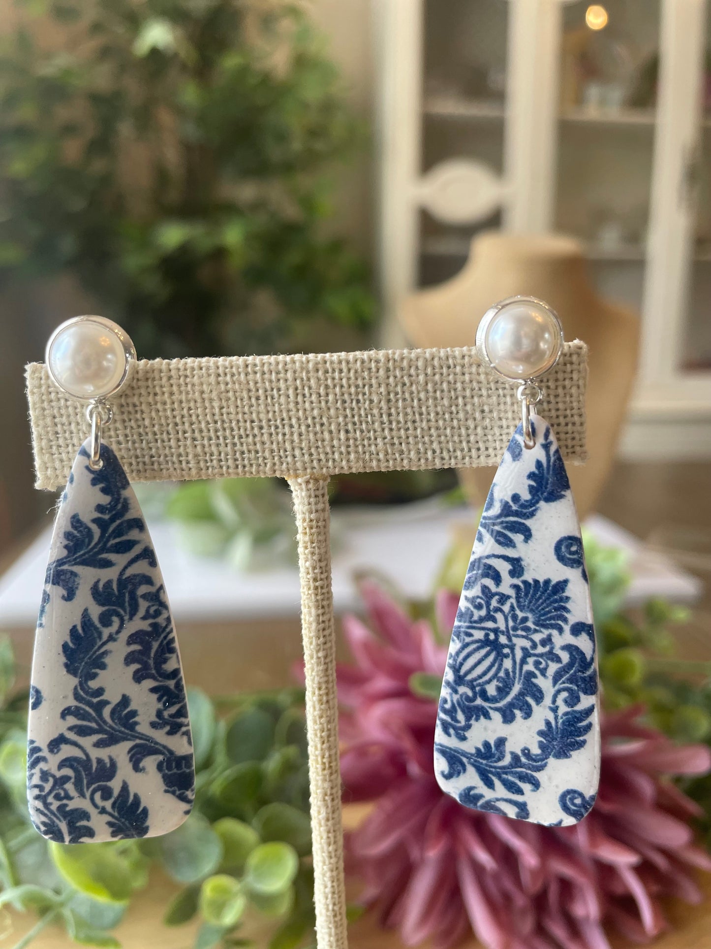 Blue Chinoiserie Earrings - Mimi Co Handmade Jewelry