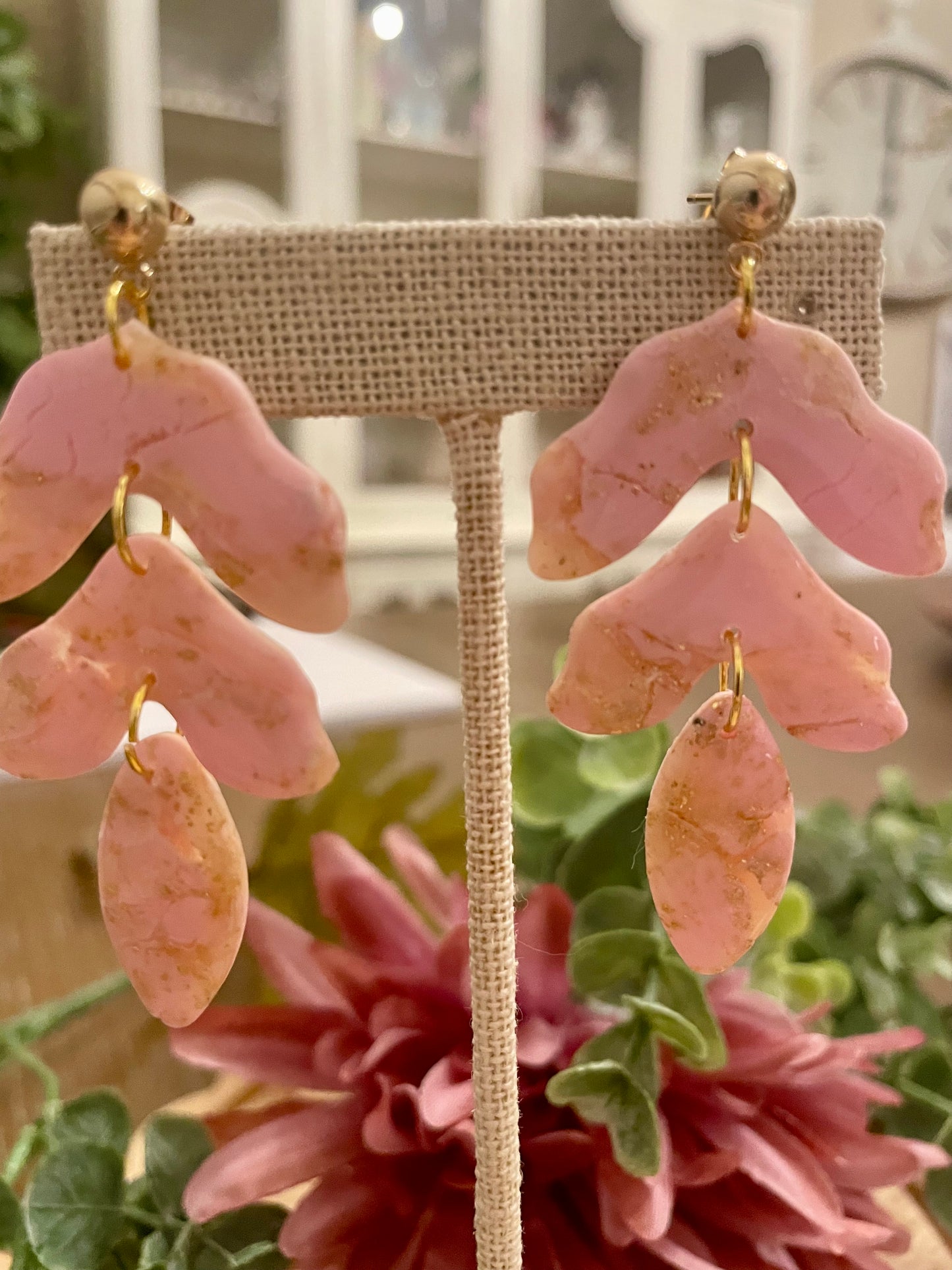 Pink Faux Stone Earrings - Mimi Co Handmade