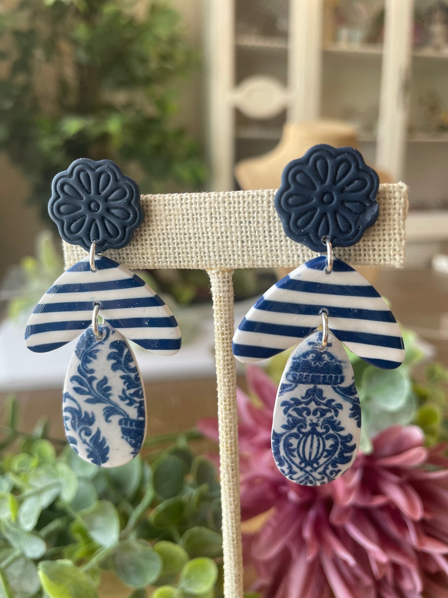 Blue Chinoiserie Earrings - Mimi Co Handmade Jewelry