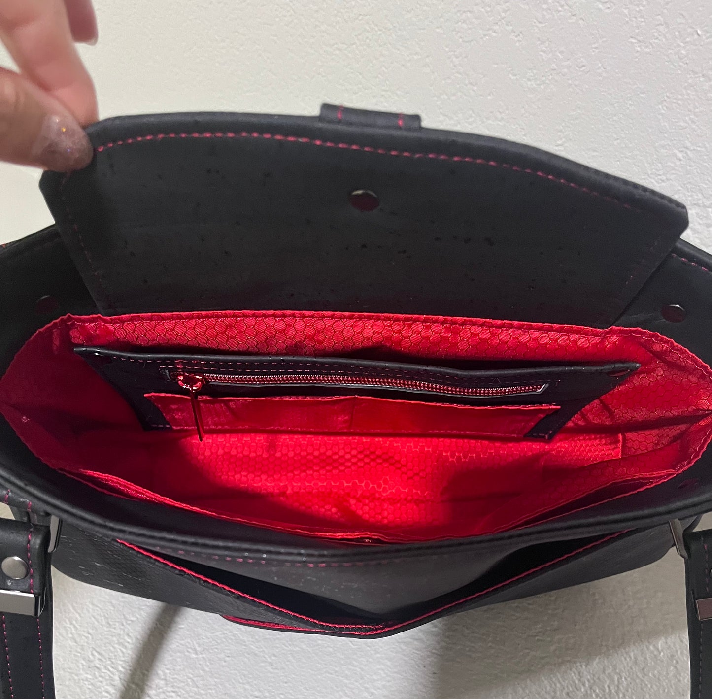 Black Snake Cork & Red Reverdie Handbag