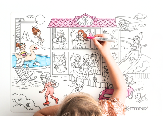 MKS Silicone Reusable Coloring Mat & Markers Set - Girls Dreamworld