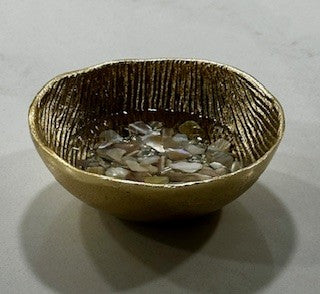 Gold Jewelry Dish Crushed Seashells - Janine's Resin Creations