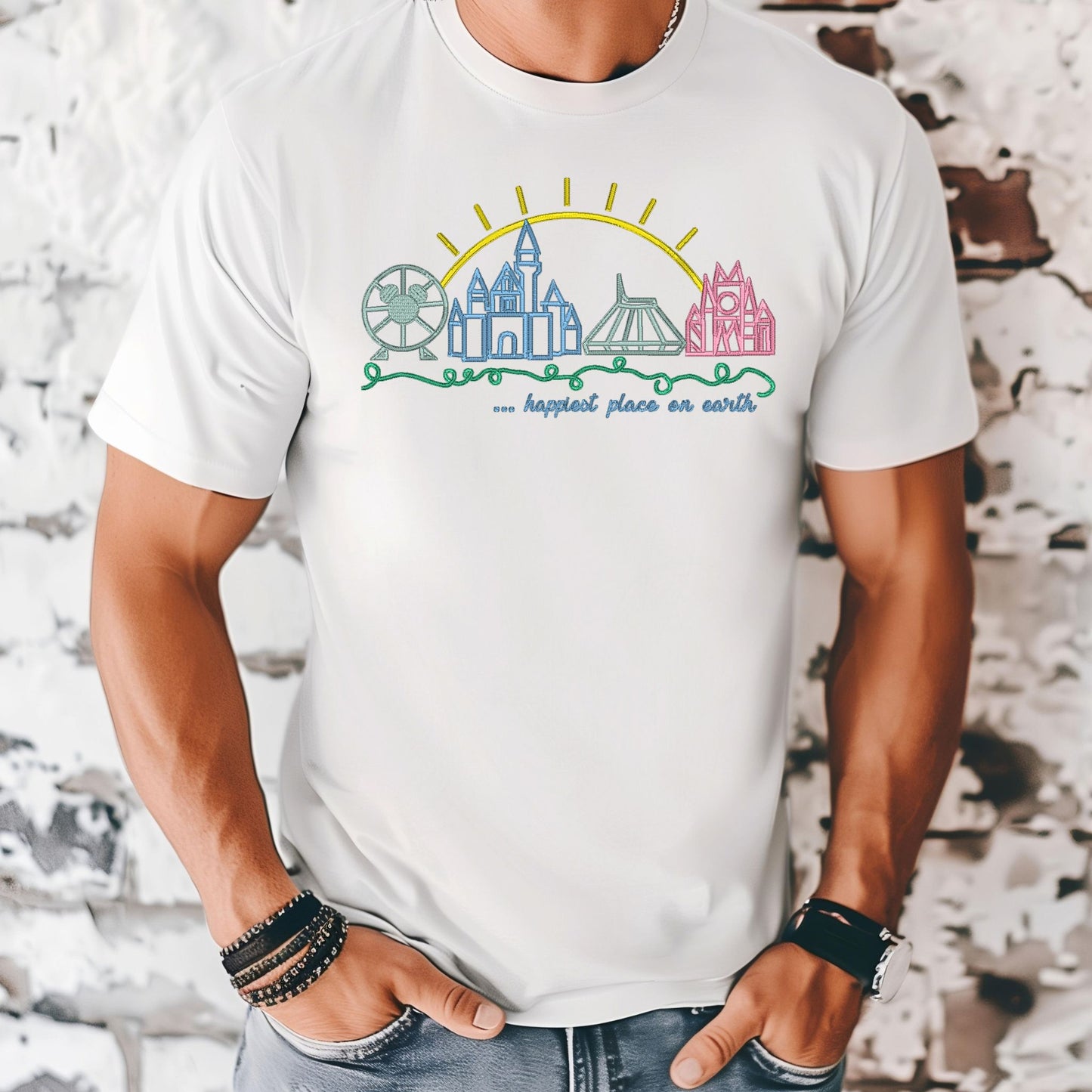 "Happiest Place on Earth.." Embroidered Unisex Shirt - Bloom-N-Believe Boutique