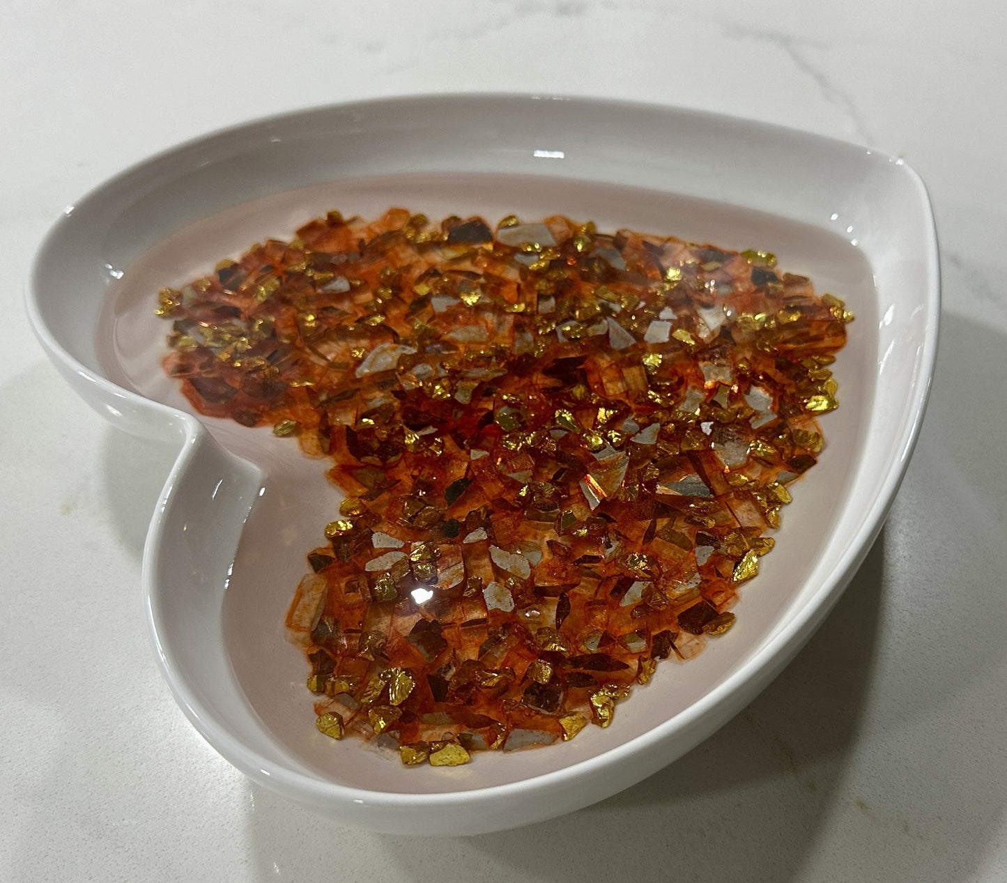 Heart Candy Dish Red Glass - Janine's Resin Creations