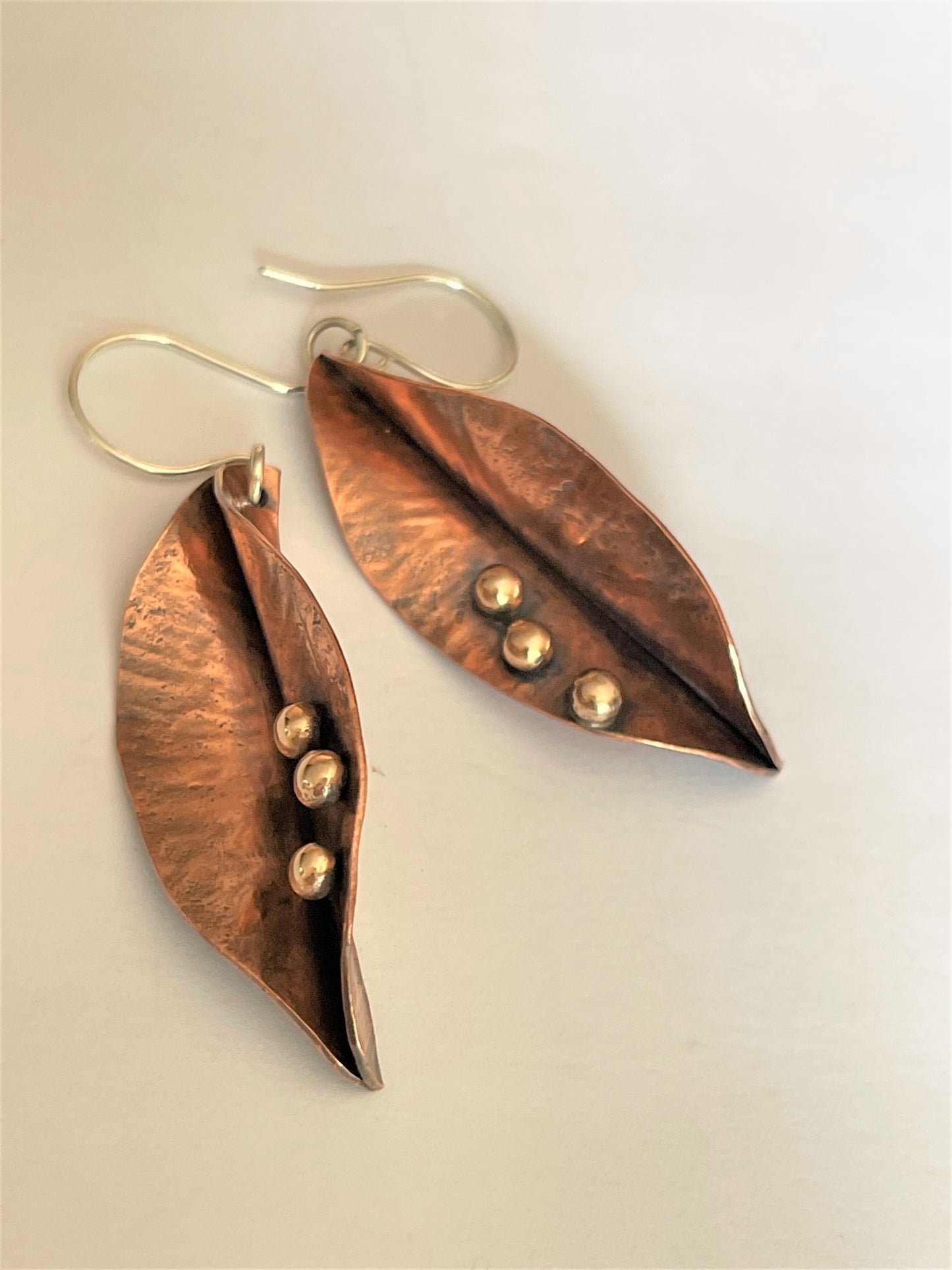 Copper Leaf-Shaped Earrings