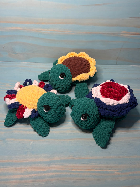 Sunflower Sea Turtle Plushie CHD - Cuddly Cacti Creations