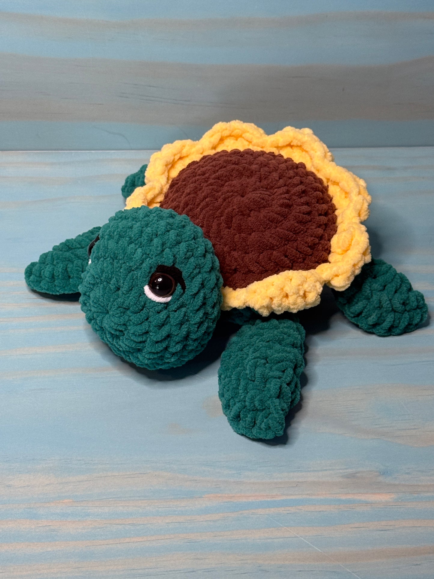 Sunflower Sea Turtle Plushie CHD - Cuddly Cacti Creations