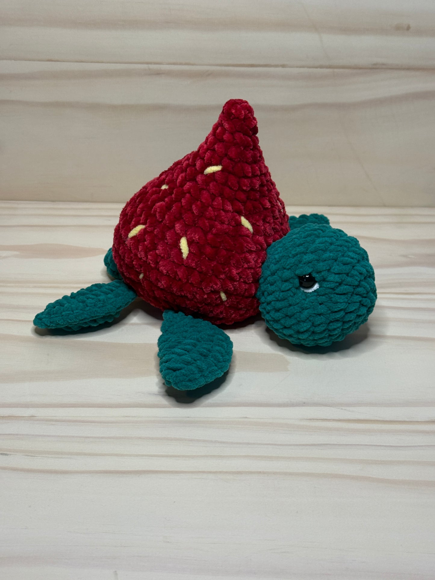 Strawberry Sea Turtle Plushie STV - Cuddly Cacti Creations