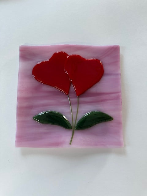 Plates - Valentine Double Heart Flower 6x6