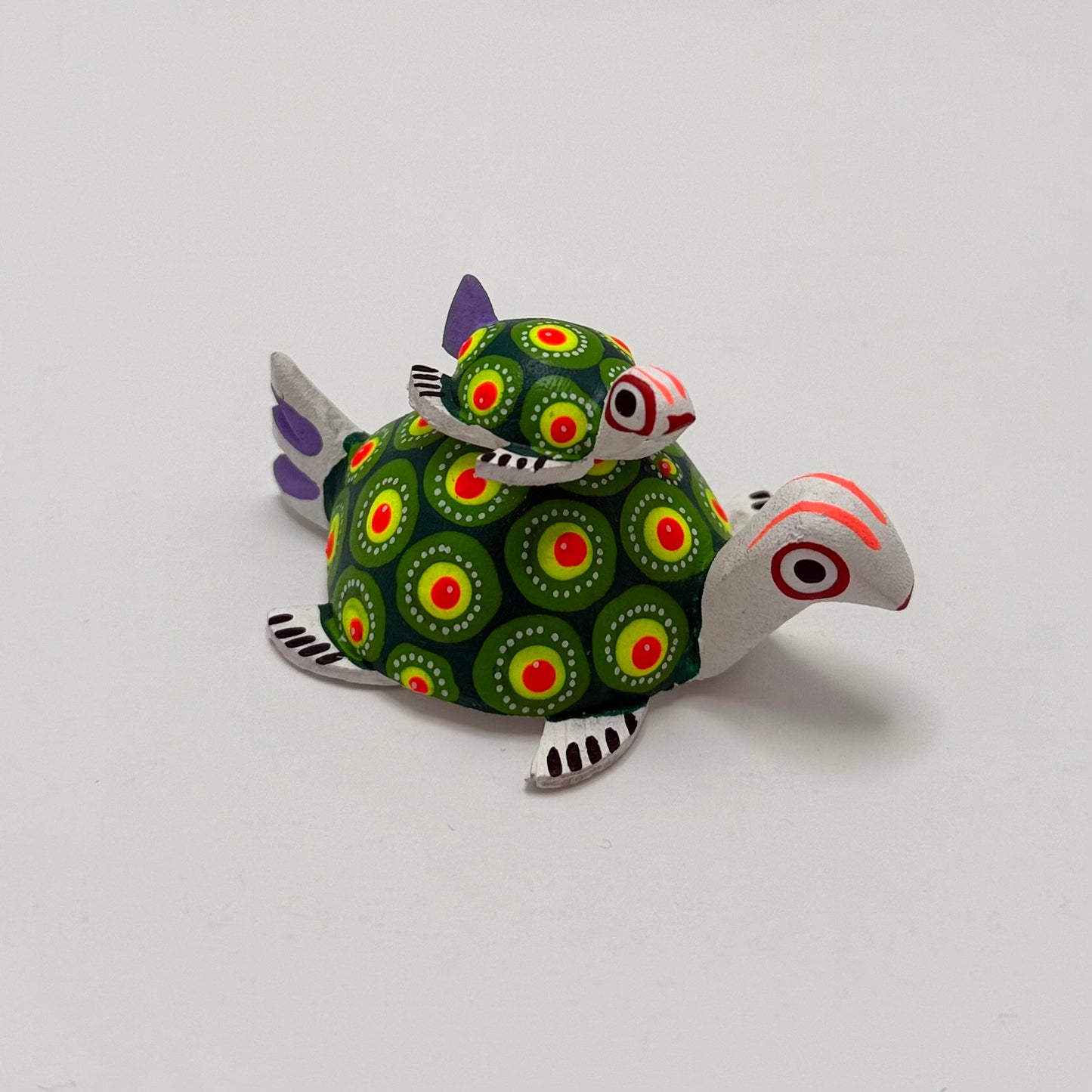 Hand-Painted Alebrije ~ Mom & Baby Turtle - Casa Coco