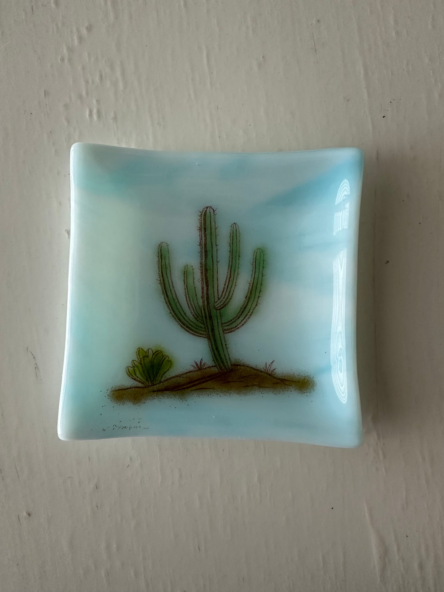 Plate - 3.5 x 3.5 Saguaro with Agave