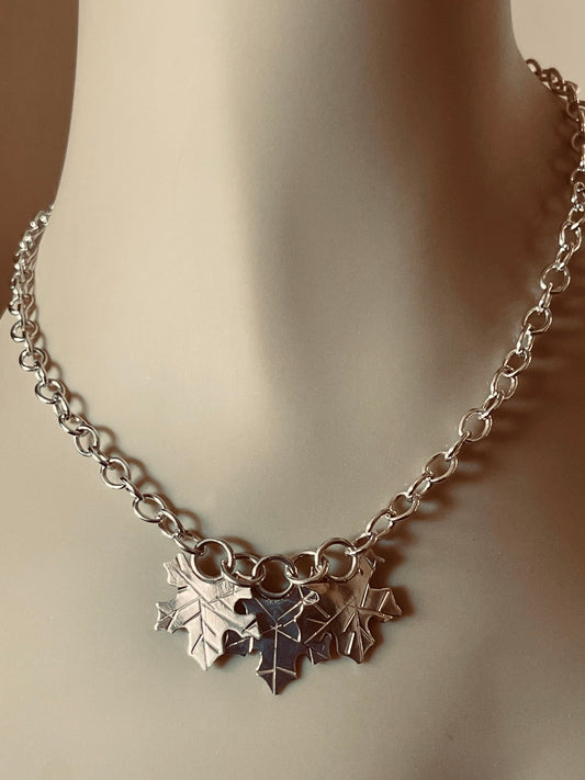Maple Leaf Sterling Silver Necklace 19"