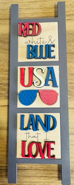 Mini Ladder Shelf Sitters (4th of July) - CHD