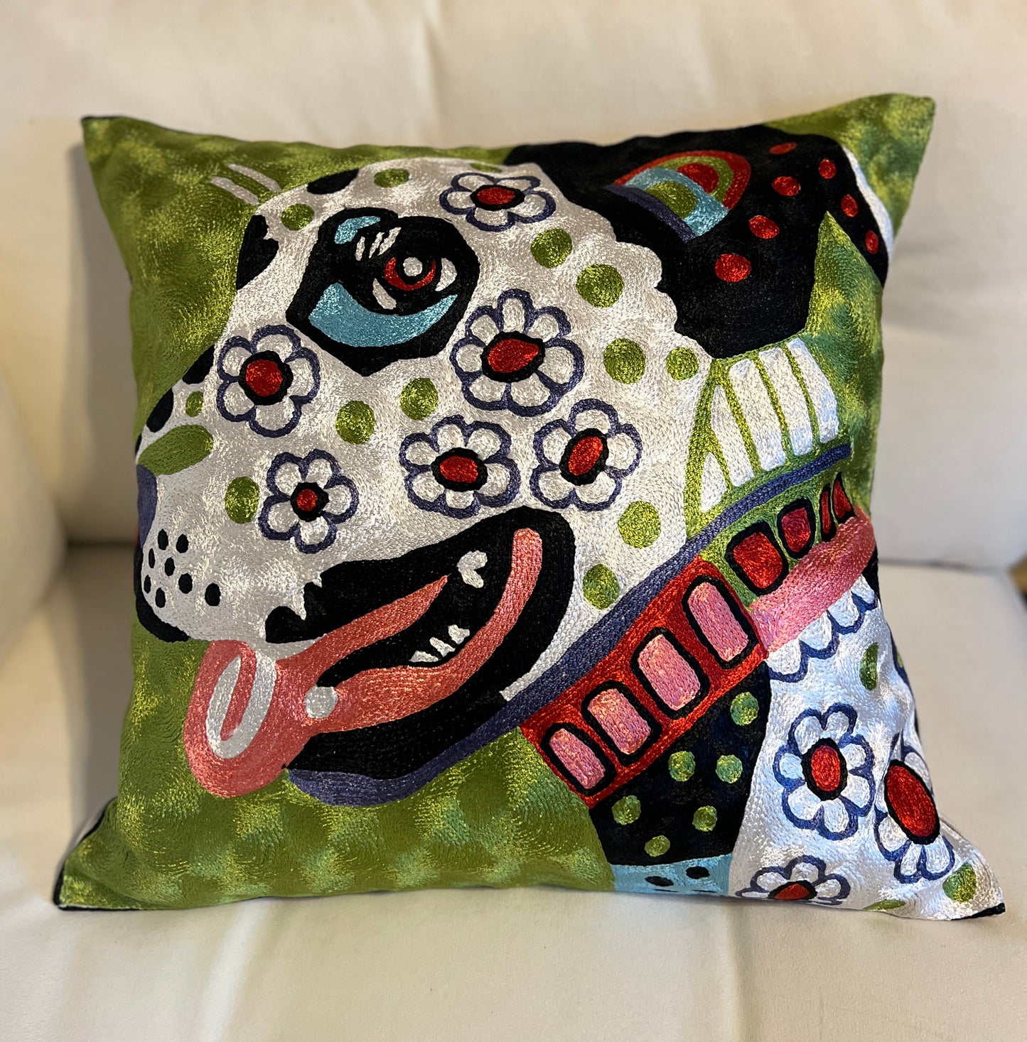 Dog - Green Pillow Cover - Ruby’s Fashion Closet
