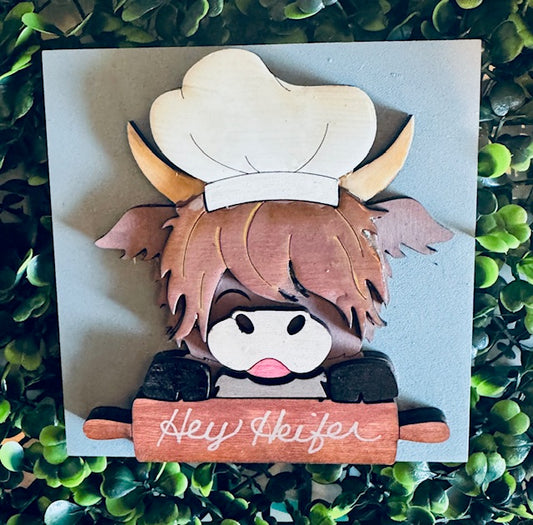 Interchangeable Leaning Frame Insert Highland Cow (Kitchen) - STV