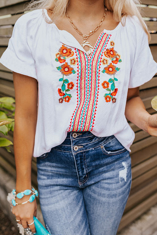 Wild Flower Embroidered Shift Top | JB Boutique |