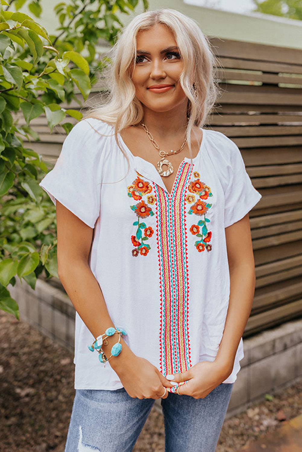 Wild Flower Embroidered Shift Top | JB Boutique |