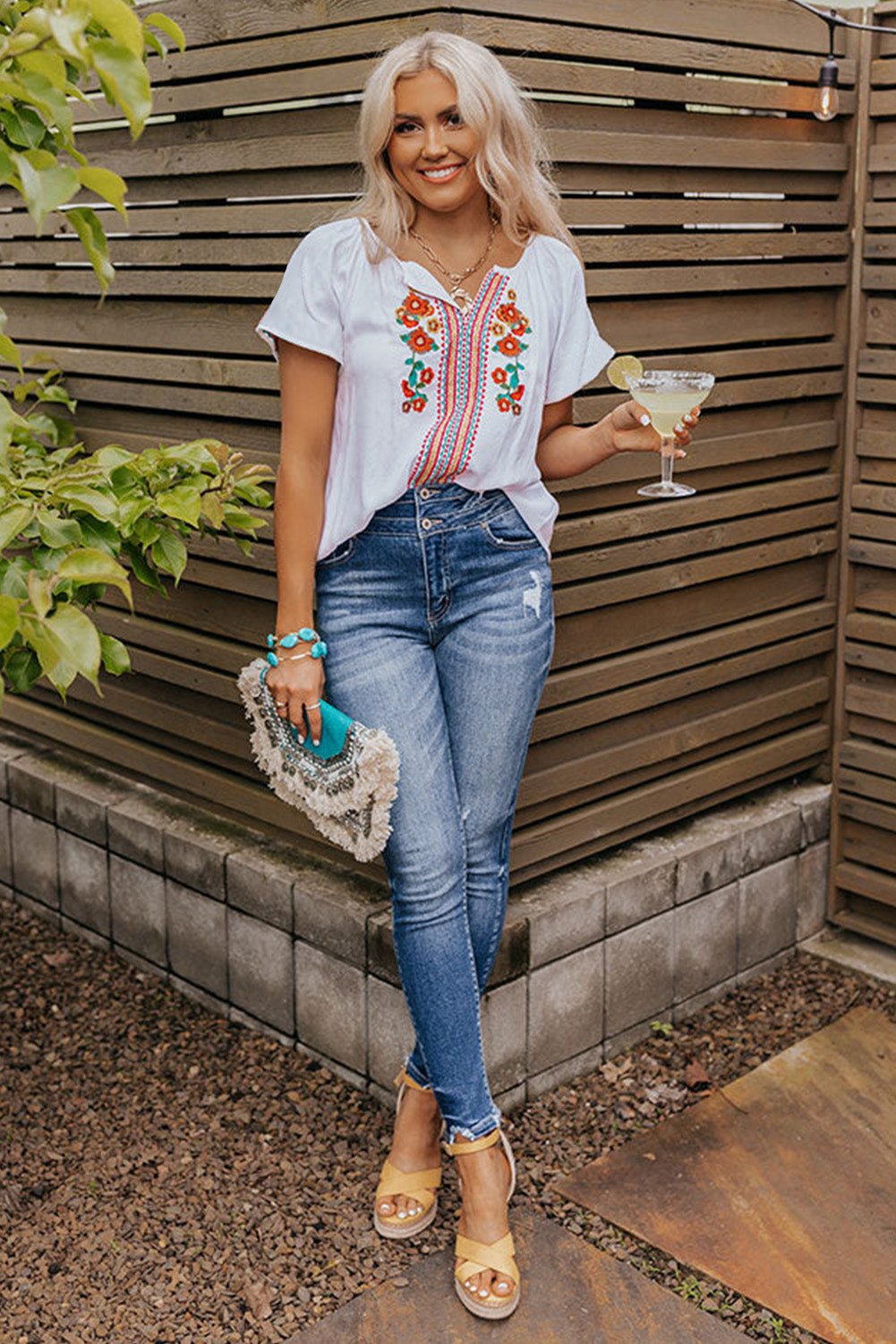 Wild Flower Embroidered Shift Top | JB Boutique |