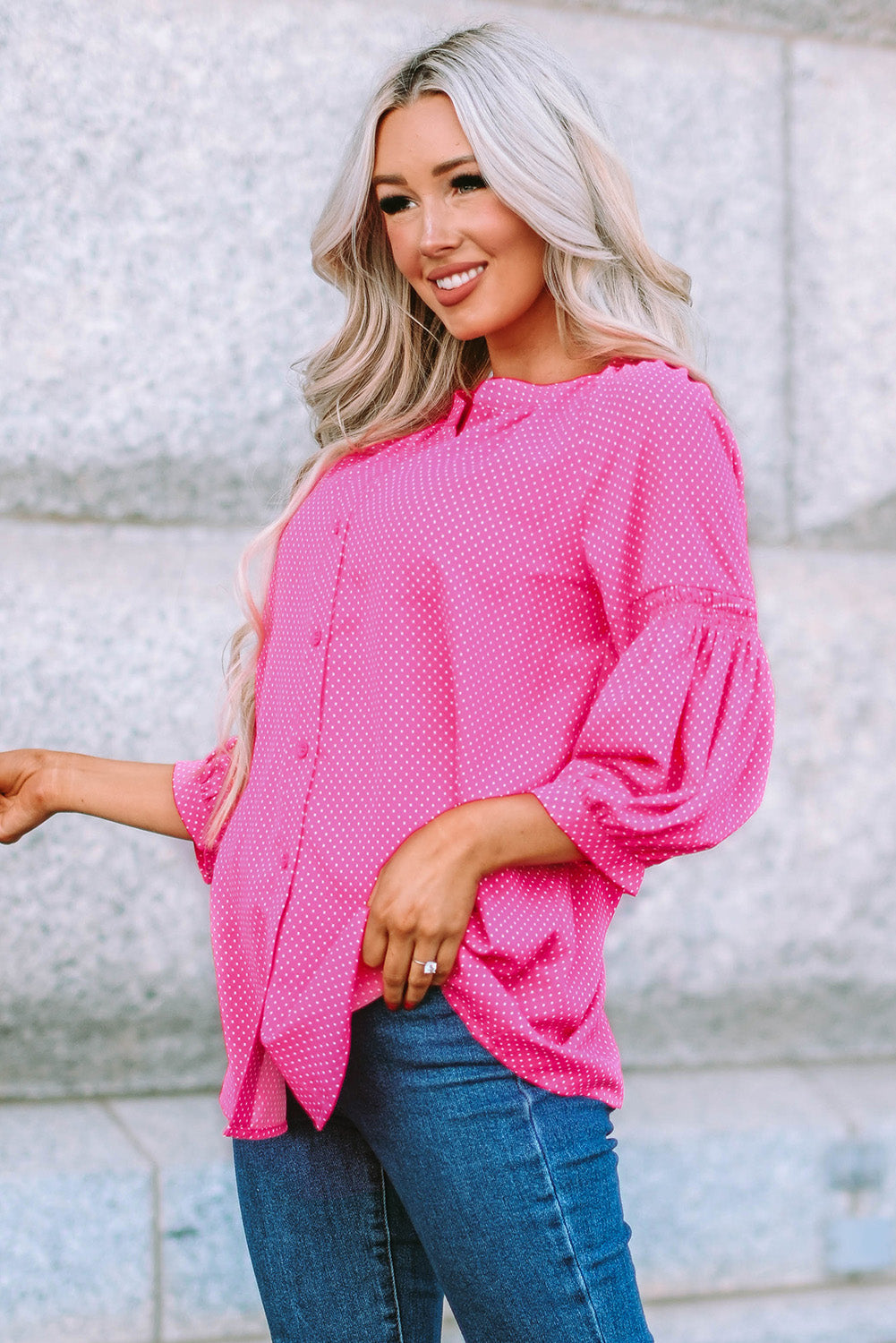 Dotted Print Loose Shirt | JB Boutique