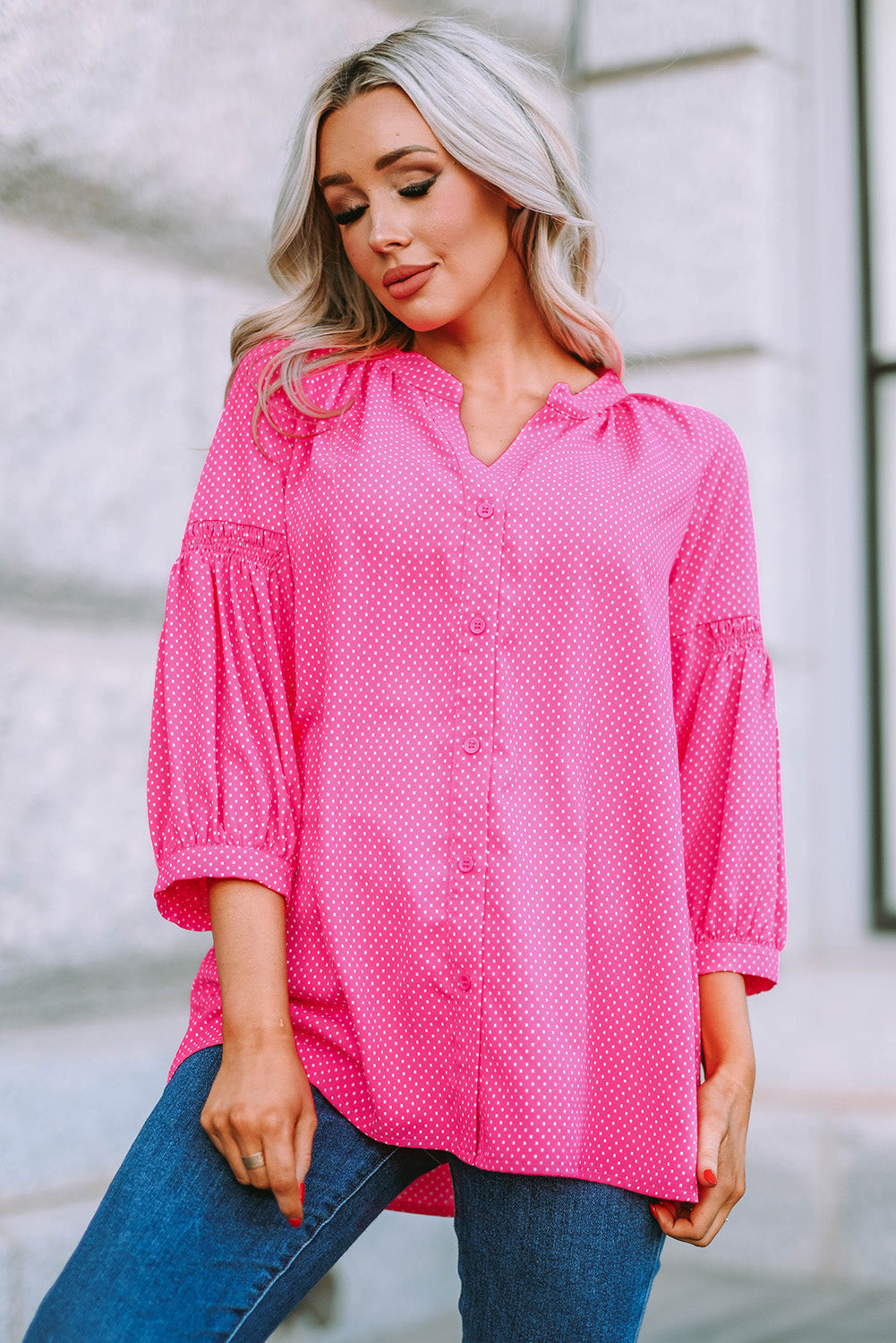 Dotted Print Loose Shirt | JB Boutique