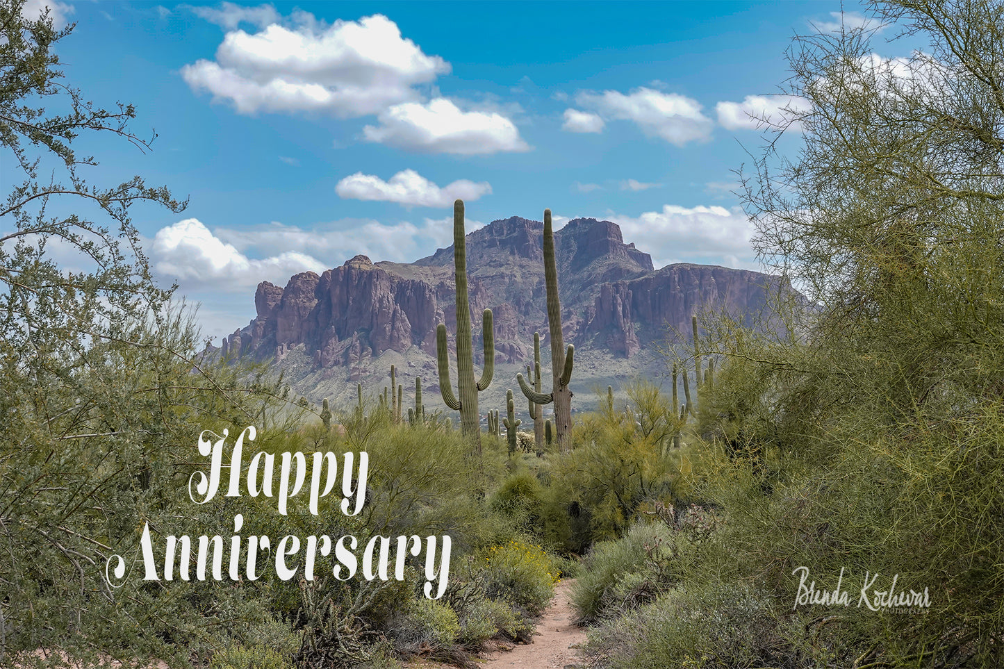 Trail to Superstition Mountain Happy Anniversary Greeting Card