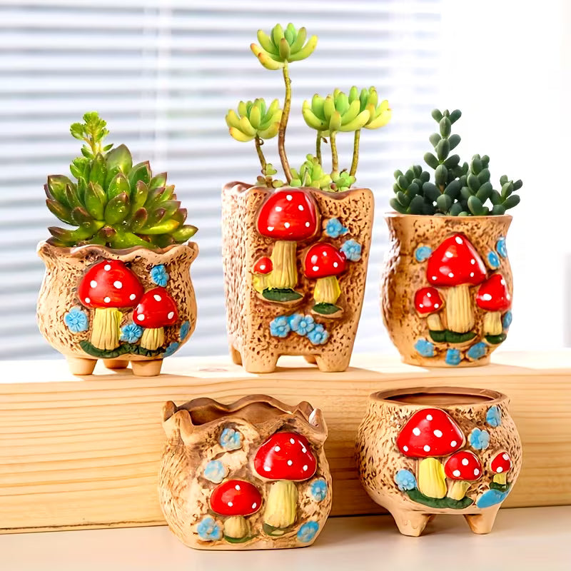 Mushroom Theme Floral Pot - STV