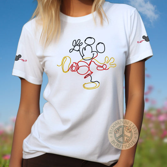 Mouse Sketch Embroidered Unisex Shirt - Bloom-N-Believe Boutique