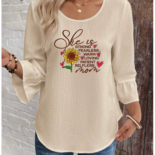 Mom Sunflower Embroidered lightweight Blouse - Bloom-N-Believe Boutique