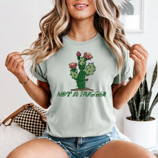 'Not a Hugger" Cactus Embroidered Unisex Shirt - Bloom-N-Believe Boutique
