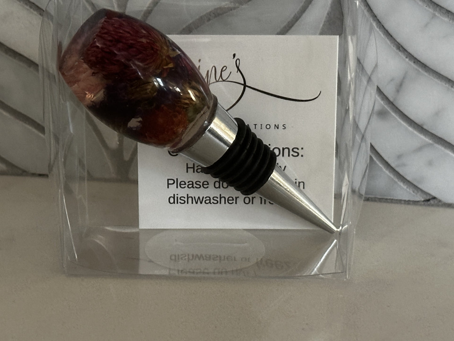 Wine Bottle Stopper Oval - Janine's Resin Creations