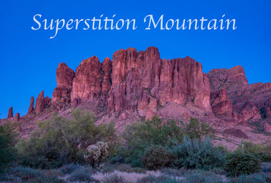 Superstition Mountain Sunset Photograph on a Postcard