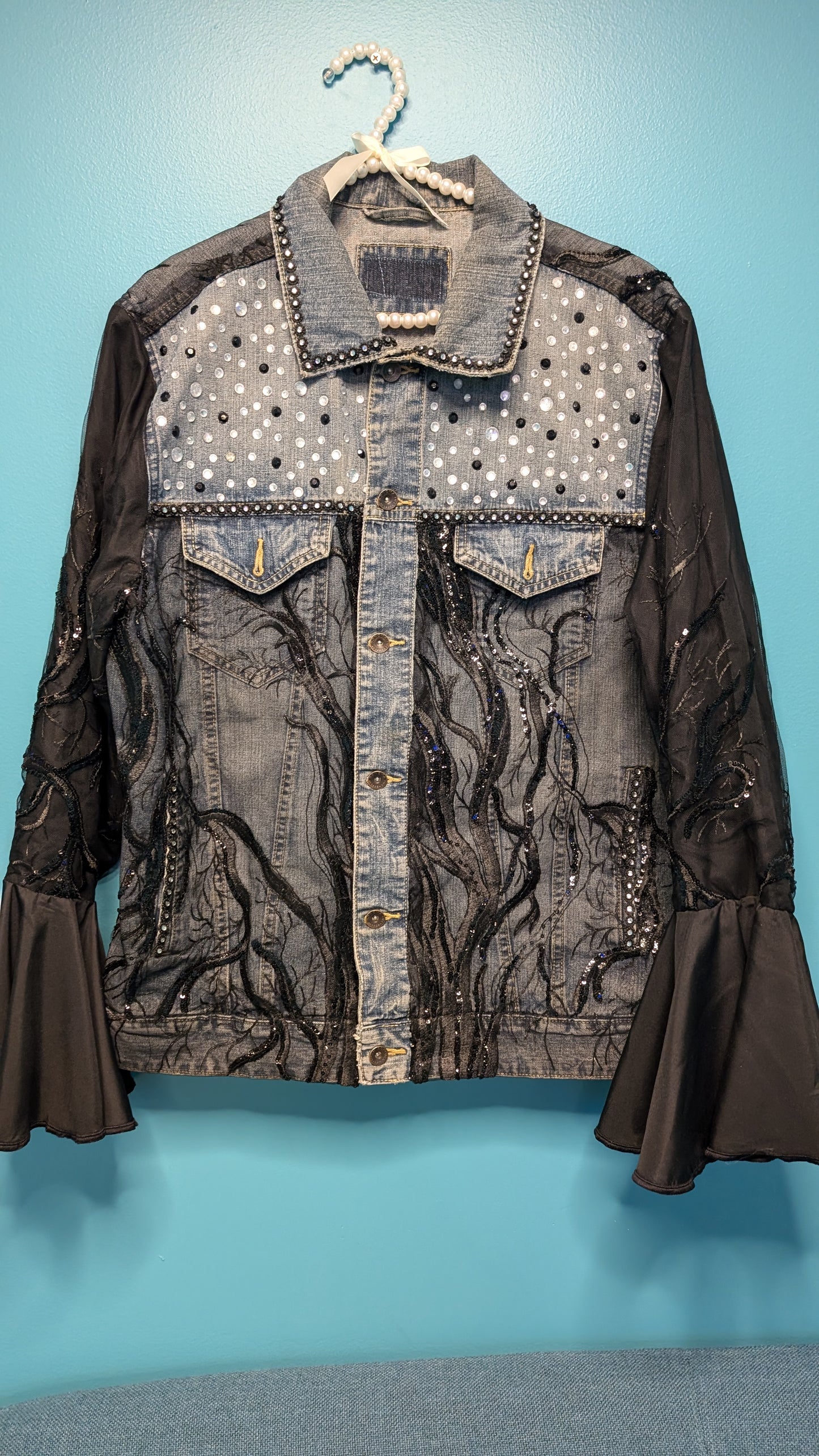 1015 Black Tree Denim Jacket - Bougie Denim Couture