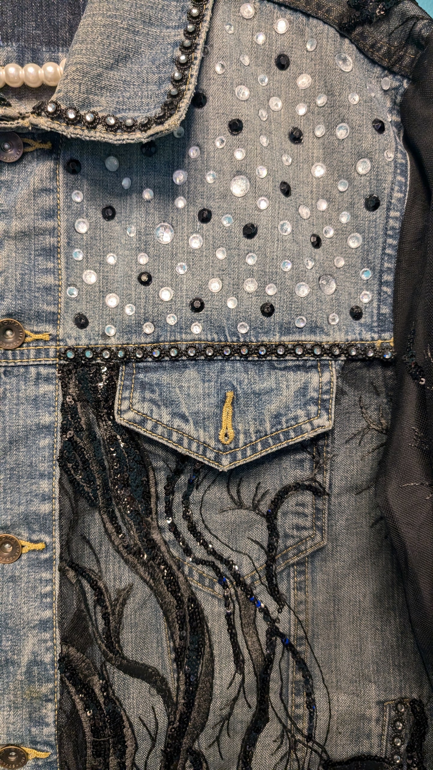 1015 Black Tree Denim Jacket - Bougie Denim Couture