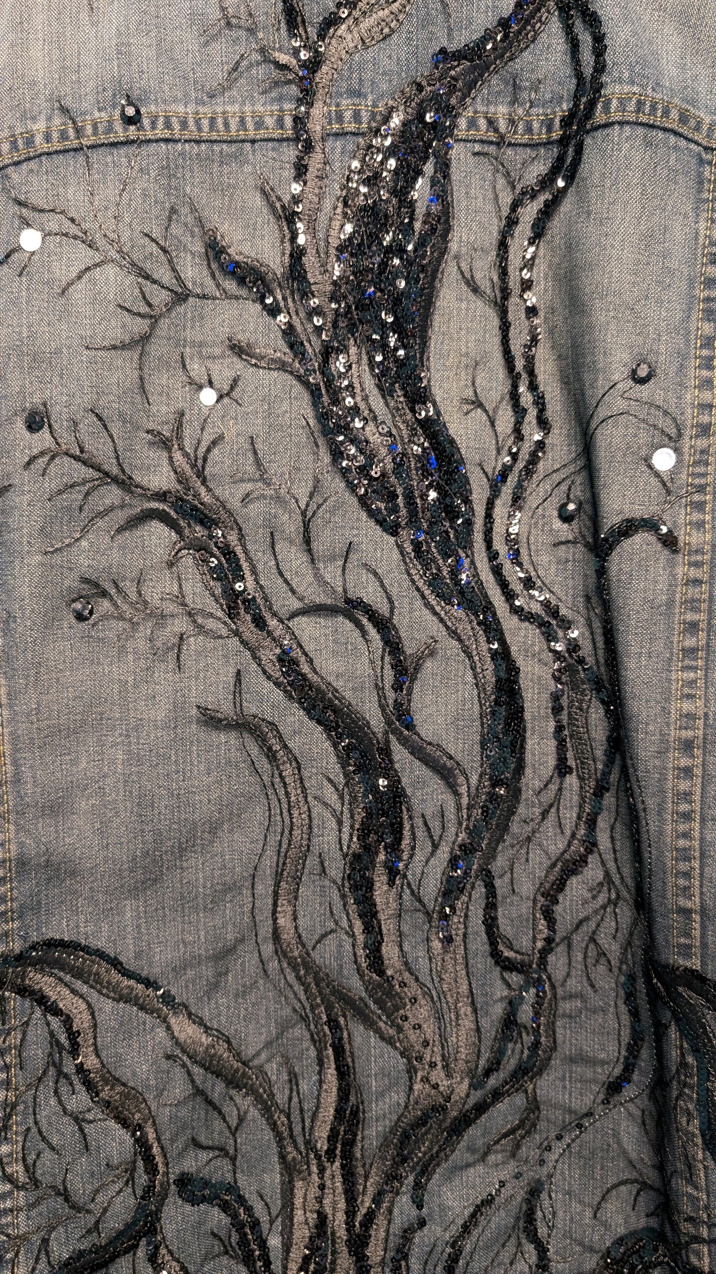 1015 Black Tree Denim Jacket - Bougie Denim Couture