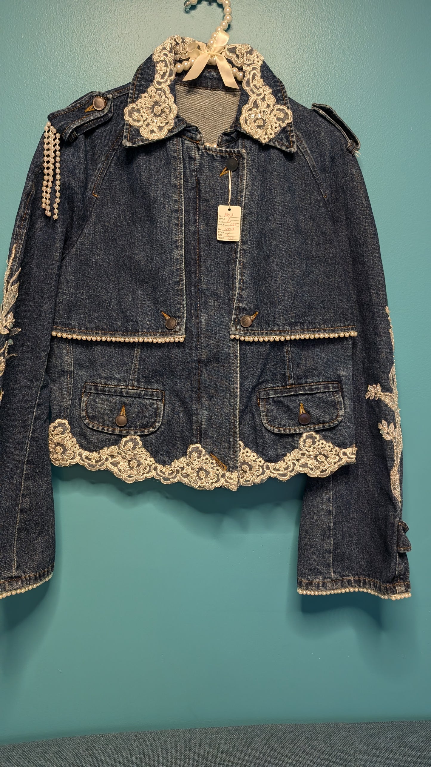 1003 Dark Denim Captain Sleeve - Bougie Denim Couture