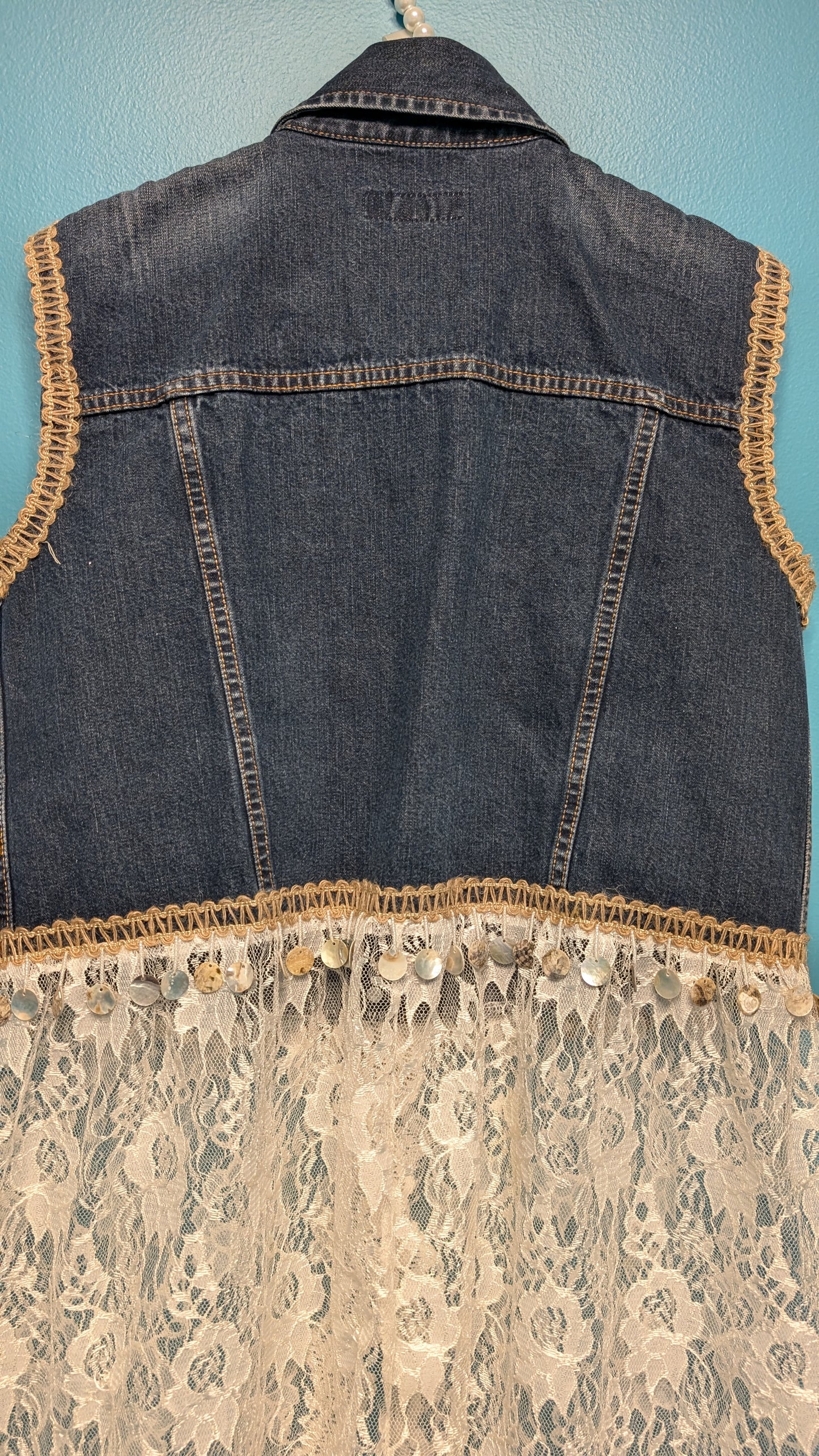 1010 Full Length Lace Skirt Denim Vest - Bougie Denim Couture