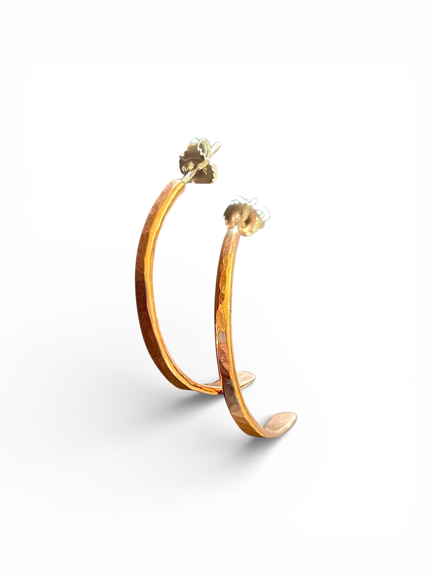 Hand Hammered Copper and Sterling Silver Half-Hoop Earrings