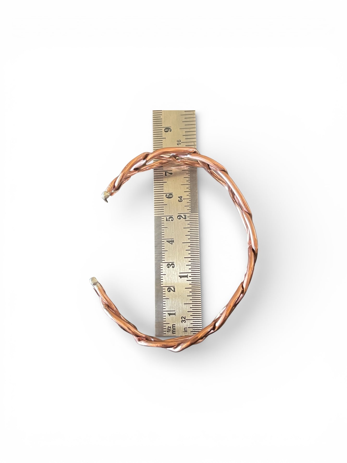 Hand Forged Braided Copper Cuff Bracelet with Sterling Silver Ends, Large